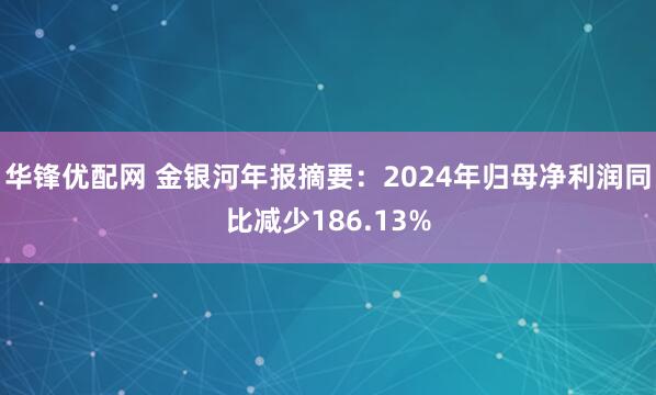 华锋优配网 金银河年报摘要：2024年归母净利润同比减少186.13%