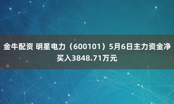 金牛配资 明星电力（600101）5月6日主力资金净买入3848.71万元